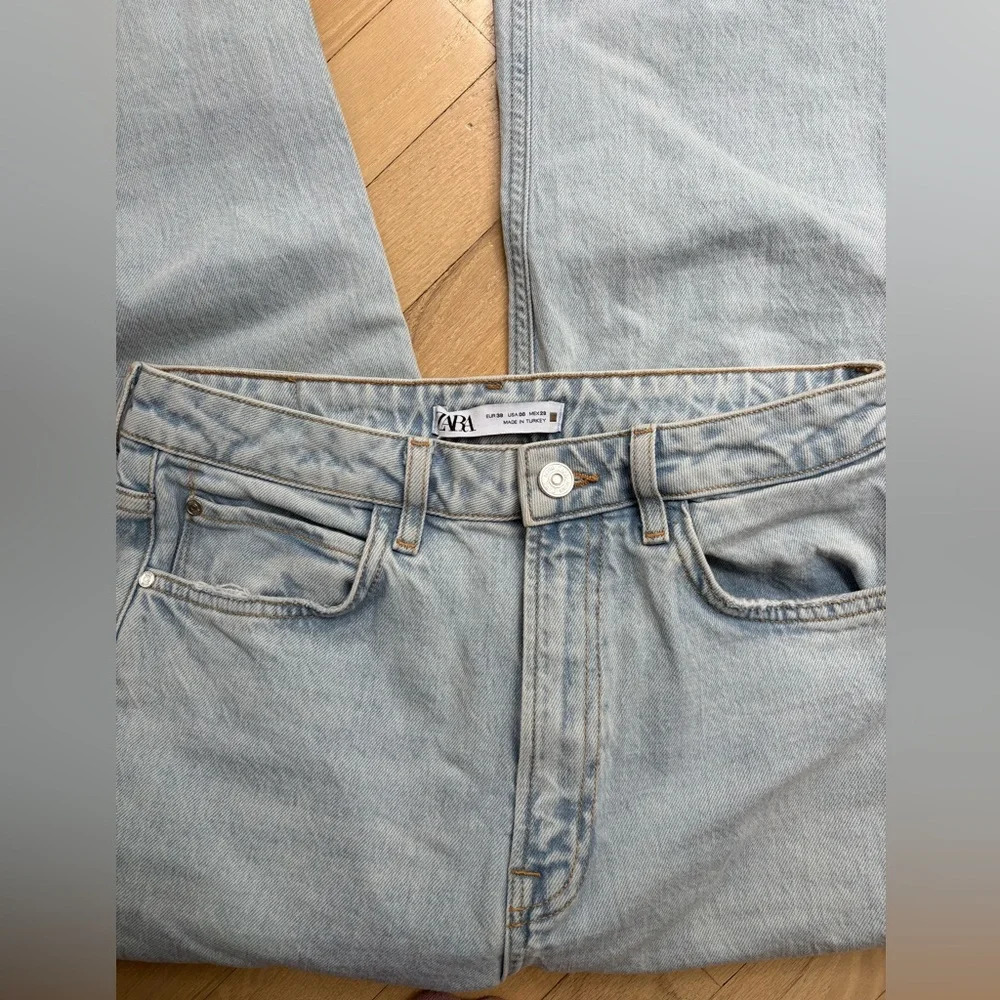 Zara Light Blue Distressed Hem Jeans - Picture 2 of 6